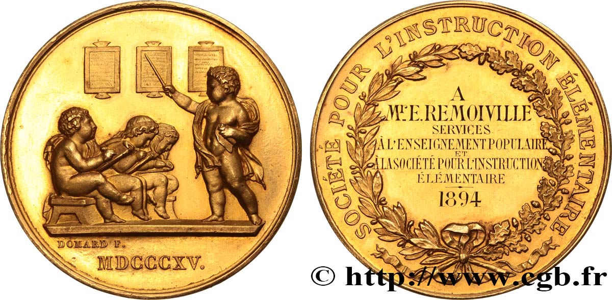 III REPUBLIC Médaille de récompense, Société pour l’instruction élémentaire AU