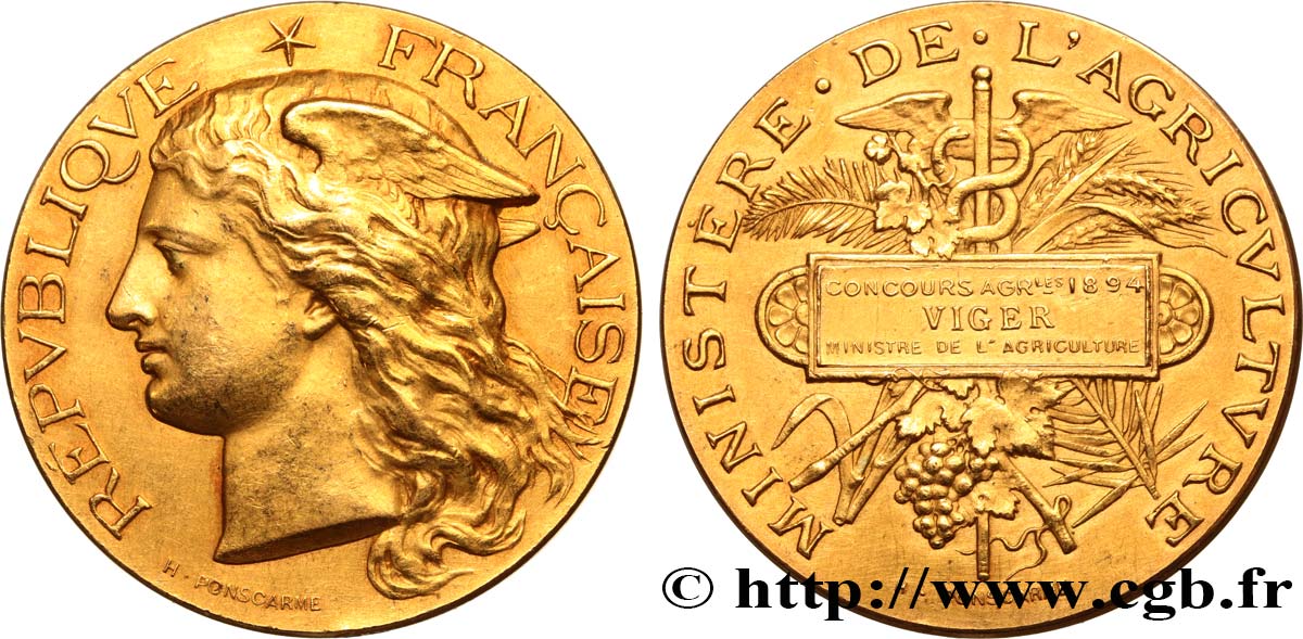 TERZA REPUBBLICA FRANCESE Médaille de récompense, Concours agricoles q.SPL