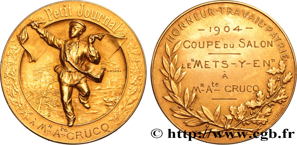 TERCERA REPUBLICA FRANCESA Médaille, Honneur Travail Patrie, Le Petit Journal EBC