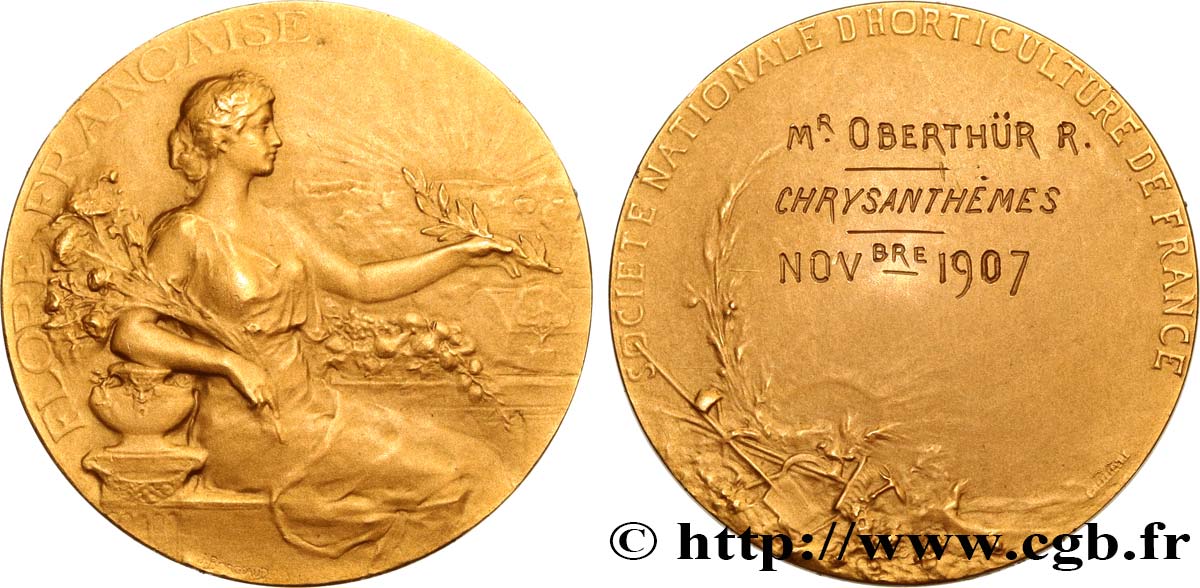 III REPUBLIC Médaille, Prix de la Société nationale d’horticulture AU