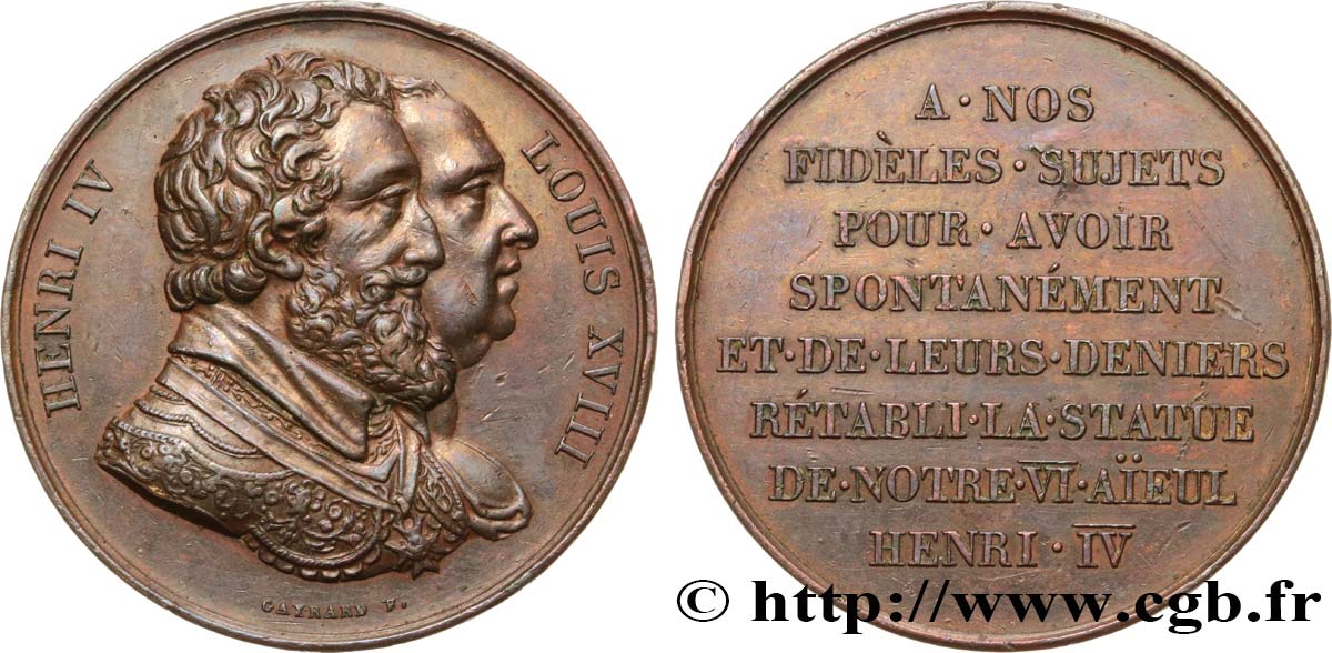 LOUIS XVIII Médaille, Rétablissement de la statue de Henri IV le 28 octobre 1817 SUP