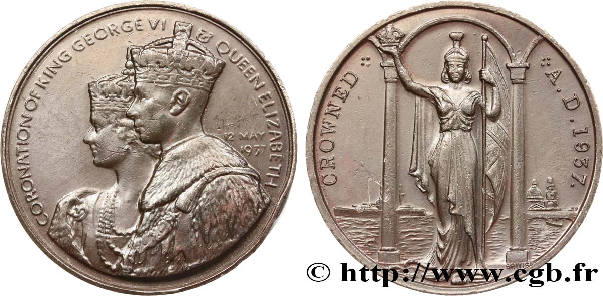GRANDE-BRETAGNE - GEORGES VI Médaille, couronnement de George VI AU