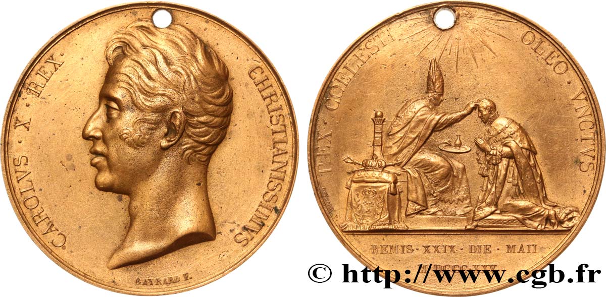 SACRE À REIMS Médaille, Sacre de Charles X TTB