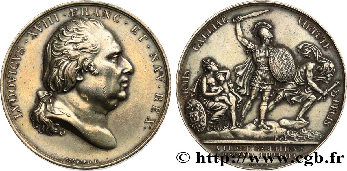 LOUIS XVIII Médaille, Restauration du trône d’Espagne AU