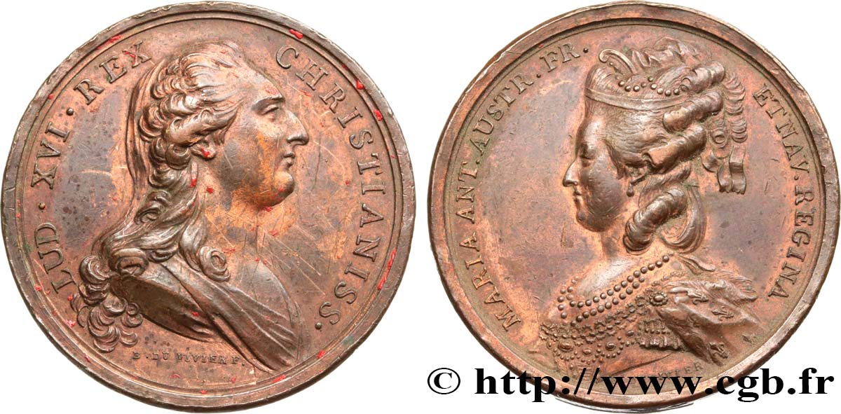 LOUIS XVI Médaille, Louis XVI et Marie-Antoinette MBC