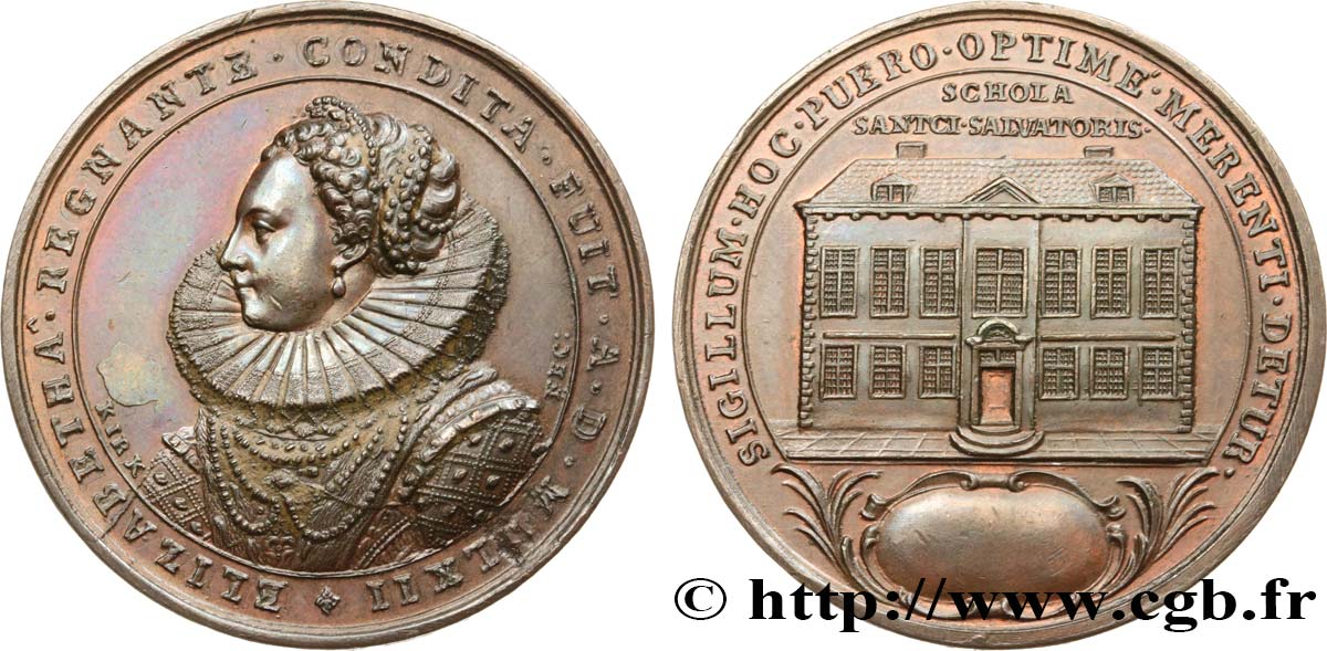 ENGLAND - KINGDOM OF ENGLAND - ELIZABETH I Médaille de récompense, École St Sauveur AU