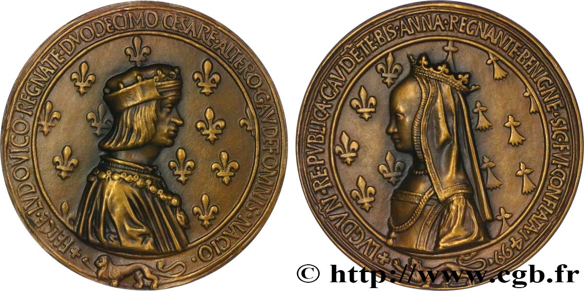 LOUIS XII  Médaille, Mariage de Louis XII et Anne de Bretagne, refrappe moderne SPL