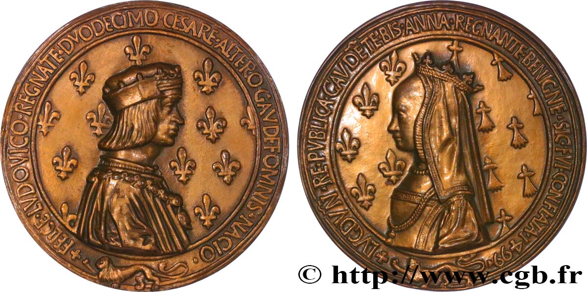 LOUIS XII  Médaille, Mariage de Louis XII et Anne de Bretagne, refrappe moderne SPL