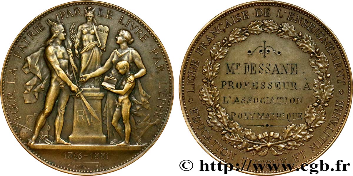 TERCERA REPUBLICA FRANCESA Médaille de récompense MBC+