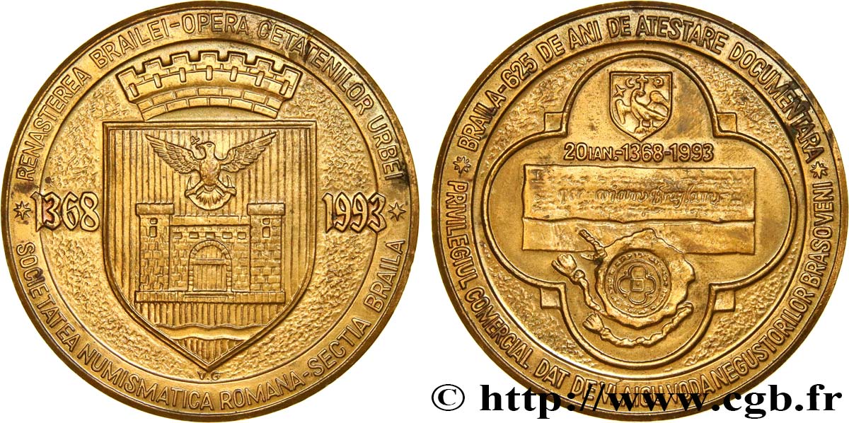 ROUMANIE Médaille commémorative, 625 ans d’attachements documentaires SUP