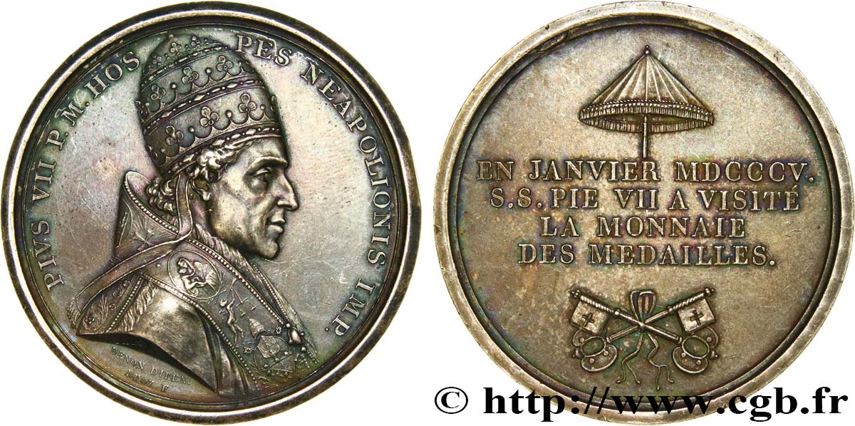 GESCHICHTE FRANKREICHS Médaille, Visite du pape Pie VII à la Monnaie des Médailles VZ