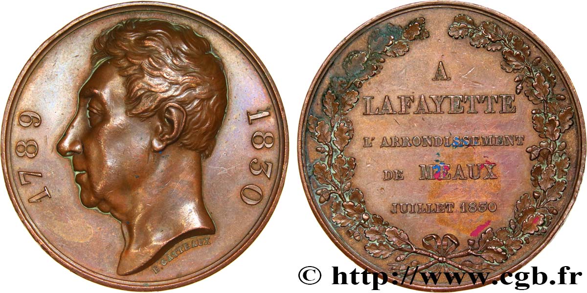 LAFAYETTE (MARIE-JOSEPH-PAUL-ROCH-YVES-GILBERT MOTIER, MARQUIS DE) Médaille, Ville de Meaux pour Lafayette fVZ