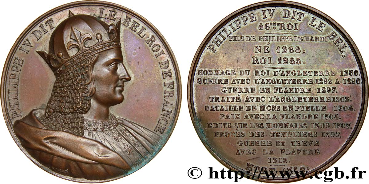 LUDWIG PHILIPP I Médaille, Roi Philippe IV le Bel VZ