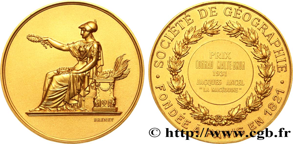 GEOGRAPHIC SOCIETY Médaille décernée à Jacques Ancel MS