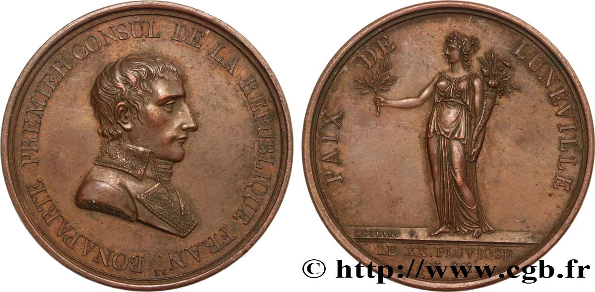 CONSOLATO Médaille, Paix de Lunéville q.SPL