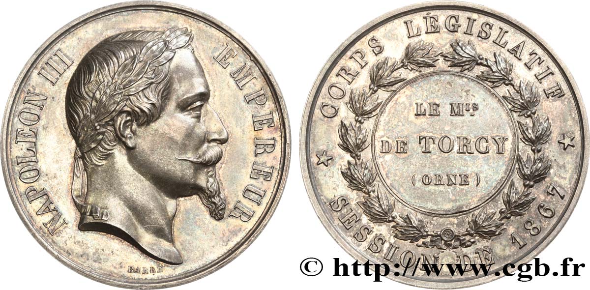 SEGUNDO IMPERIO FRANCES Médaille, corps législatif, session de 1867 EBC