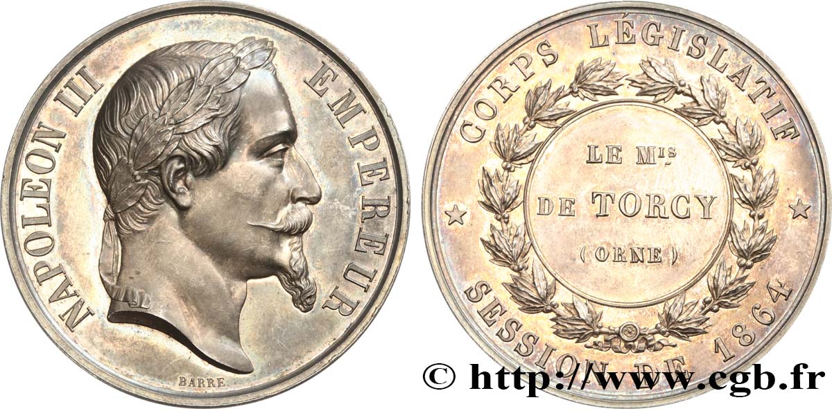 ZWEITES KAISERREICH Médaille, corps législatif, session de 1864 VZ