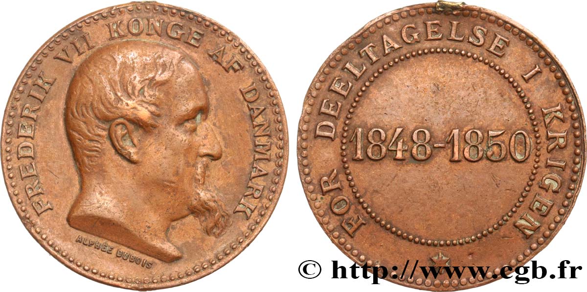 DENMARK - KINGDOM OF DENMARK - FREDERICK VIII Médaille de guerre, 1848-1850 XF