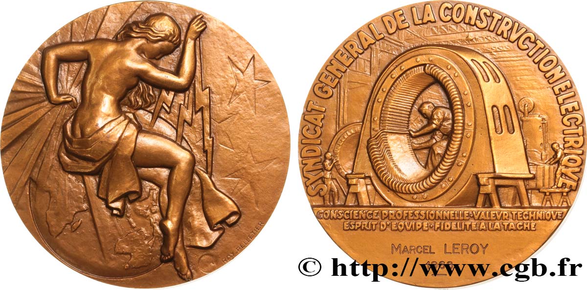 PROFESIONAL ASSOCIATIONS - TRADE UNIONS Médaille de récompense, syndicat général de la construction électrique AU