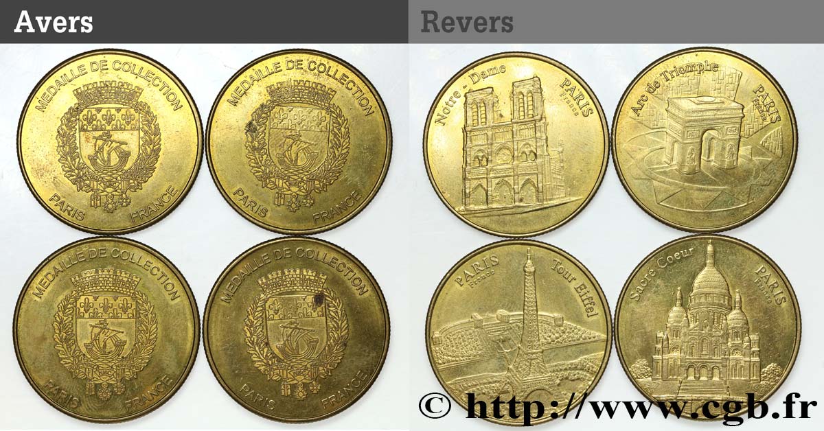 TOURISTIC MEDALS Médaille de collection, lot de 4 ex. AU