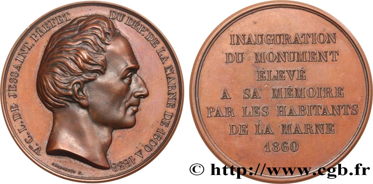 SECOND EMPIRE Médaille, inauguration du monument élevé à la mémoire du Vicomte C. L. de Jessaint TTB+