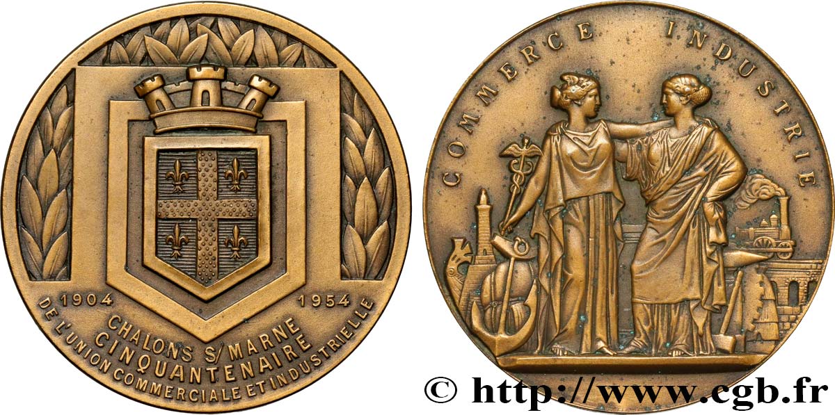CHALONS SUR MARNE EN CHAMPAGNE Médaille, Cinquantenaire de l’union commerciale et industrielle XF