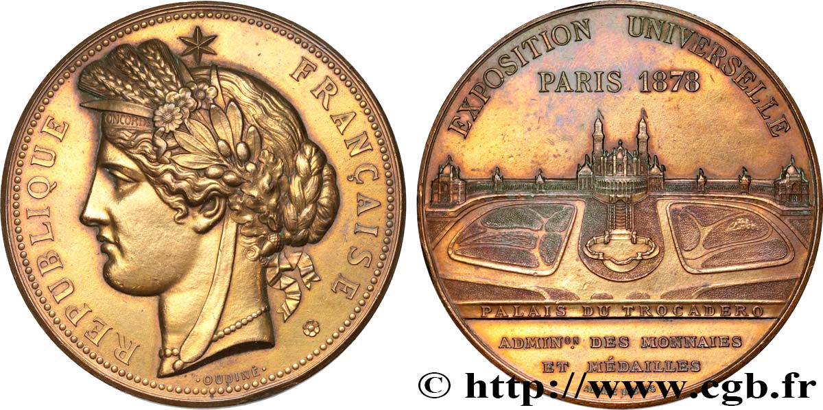TERCERA REPUBLICA FRANCESA Médaille, Palais du Trocadéro, Exposition Universelle MBC+