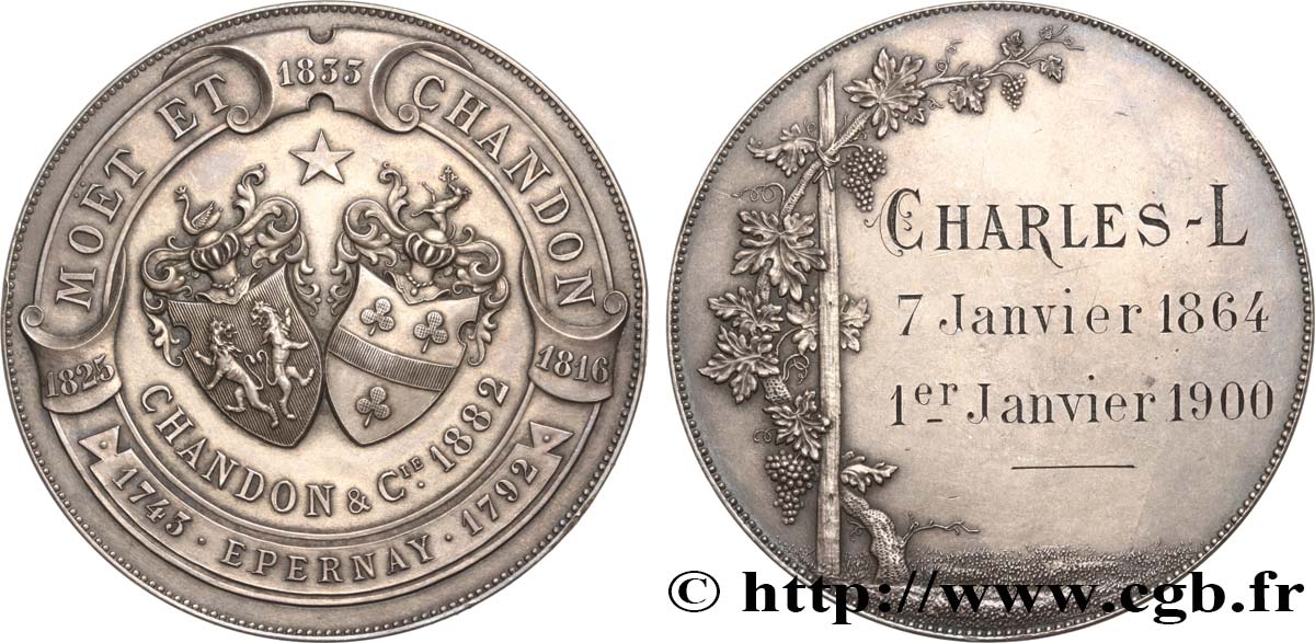 CHAMPAGNE ARDENNES - GENTRY AND TOWNS Médaille de récompense, Moët et Chandon AU