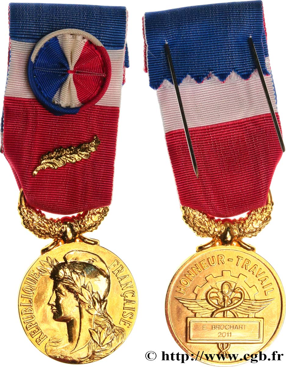 QUINTA REPUBBLICA FRANCESE Médaille d’Honneur du Travail, Or BB