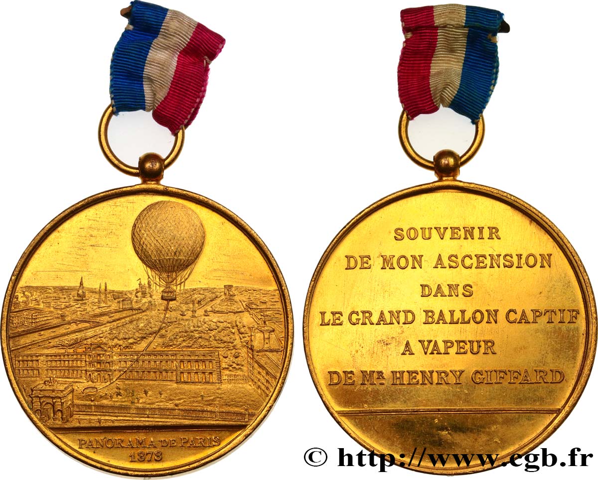 TROISIÈME RÉPUBLIQUE Médaille du ballon à vapeur - panorama de Paris SUP