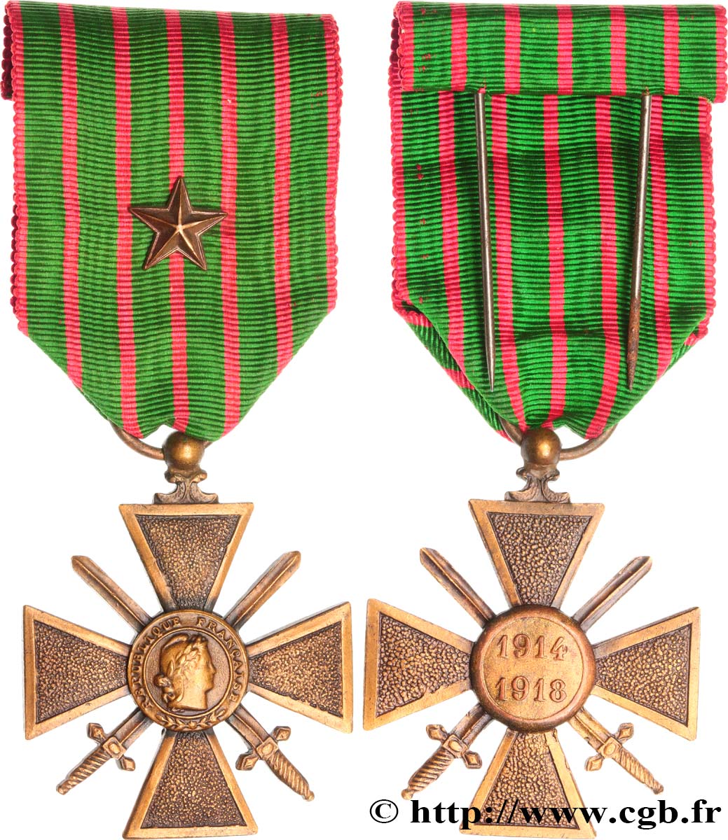 TERCERA REPUBLICA FRANCESA Croix de guerre, 1914-1918 MBC+