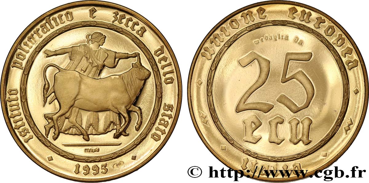 ITALIEN Médaille, 25 écu Polierte Platte