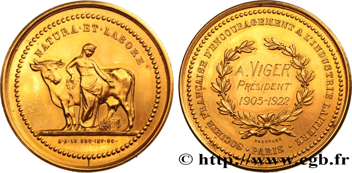 III REPUBLIC Médaille, société d’encouragement à l’industrie laitière AU