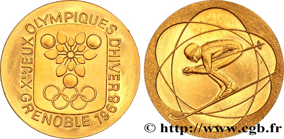 FUNFTE FRANZOSISCHE REPUBLIK Médaille, Xes Jeux Olympiques d’Hiver de Grenoble fST