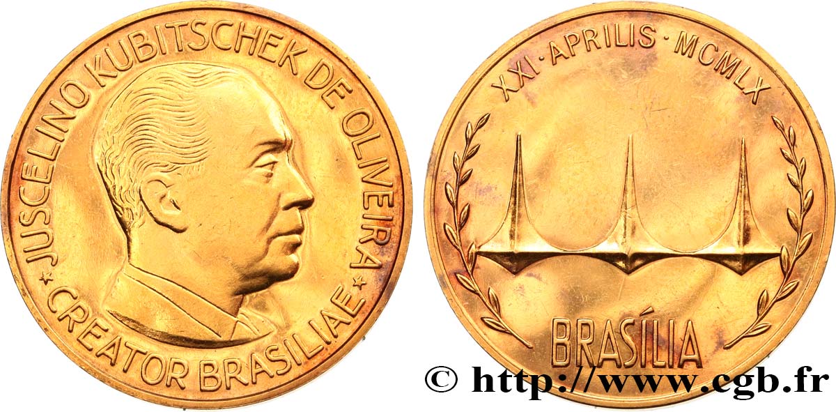 BRÉSIL - DEUXIÈME RÉPUBLIQUE Médaille, fondation de Brasilia VZ