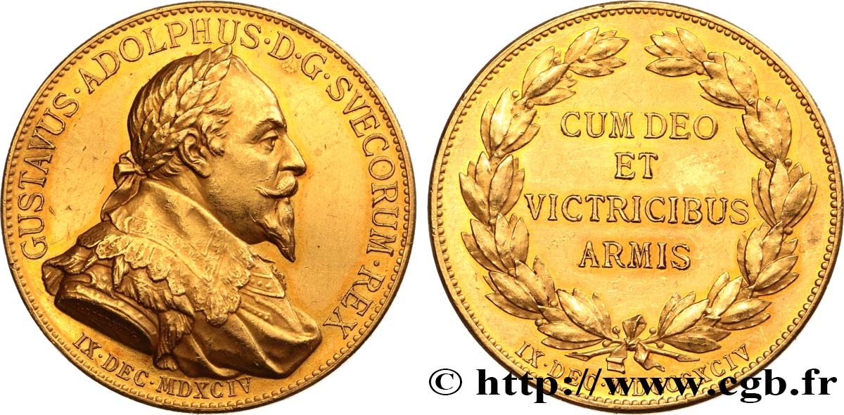 GUSTAVE II ADOLPHE DE SUÈDE ERFURT Médaille commémorative du tricentenaire de la naissance de Gustave II Adolphe  q.SPL