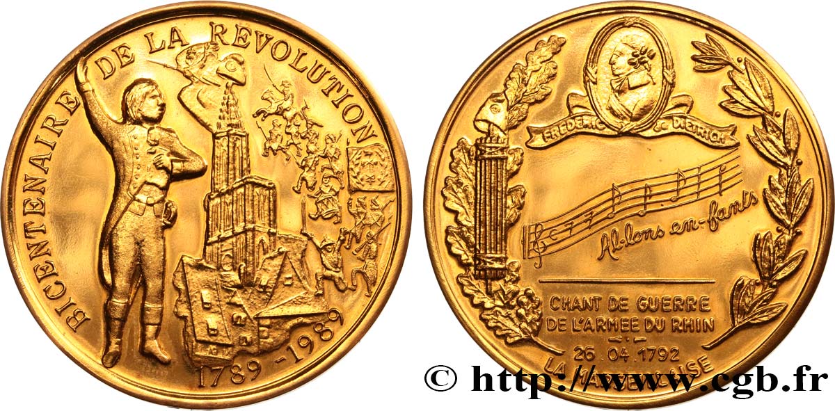 QUINTA REPUBLICA FRANCESA Médaille, Bicentenaire de la révolution française EBC