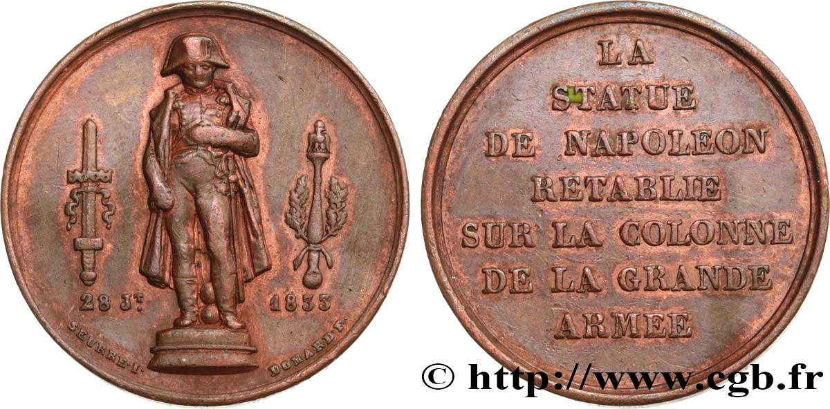 LOUIS-PHILIPPE I Médaille, statue de Napoléon Ier XF