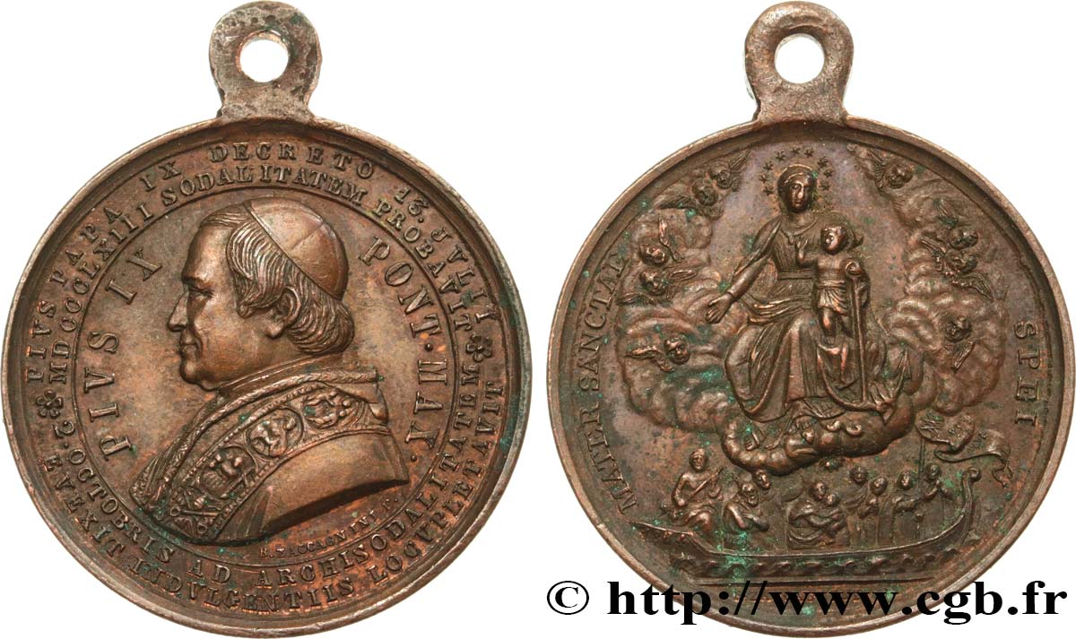 VATICAN ET ÉTATS PONTIFICAUX Médaille du pape Pie IX TTB+