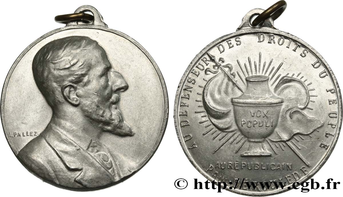 TROISIÈME RÉPUBLIQUE Médaille, “Vox populi”, Paul Déroulède SUP