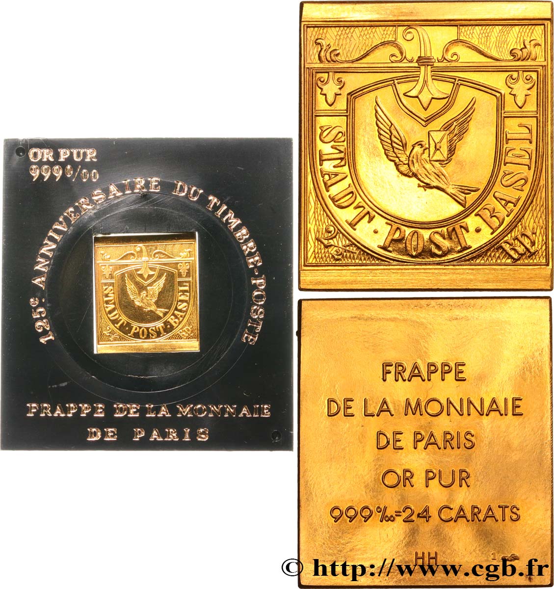 CINQUIÈME RÉPUBLIQUE Médaille, 125e anniversaire du timbre poste SPL