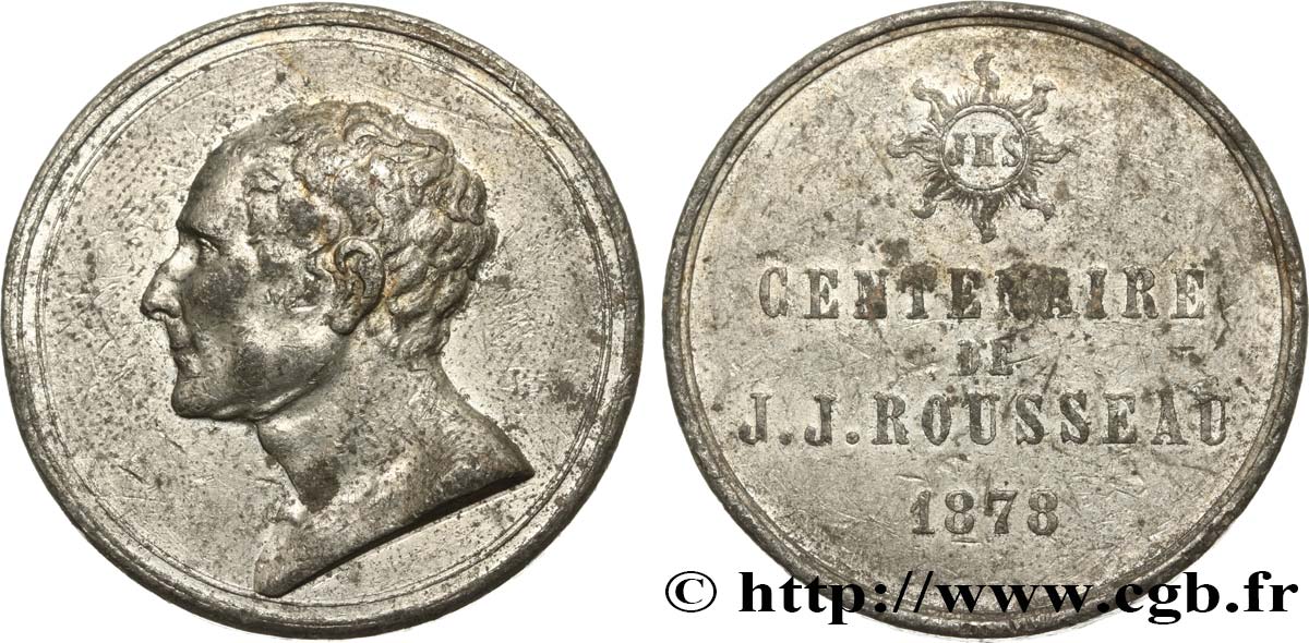 SUISSE Médaille, centenaire de Jean-Jacques Rousseau TTB