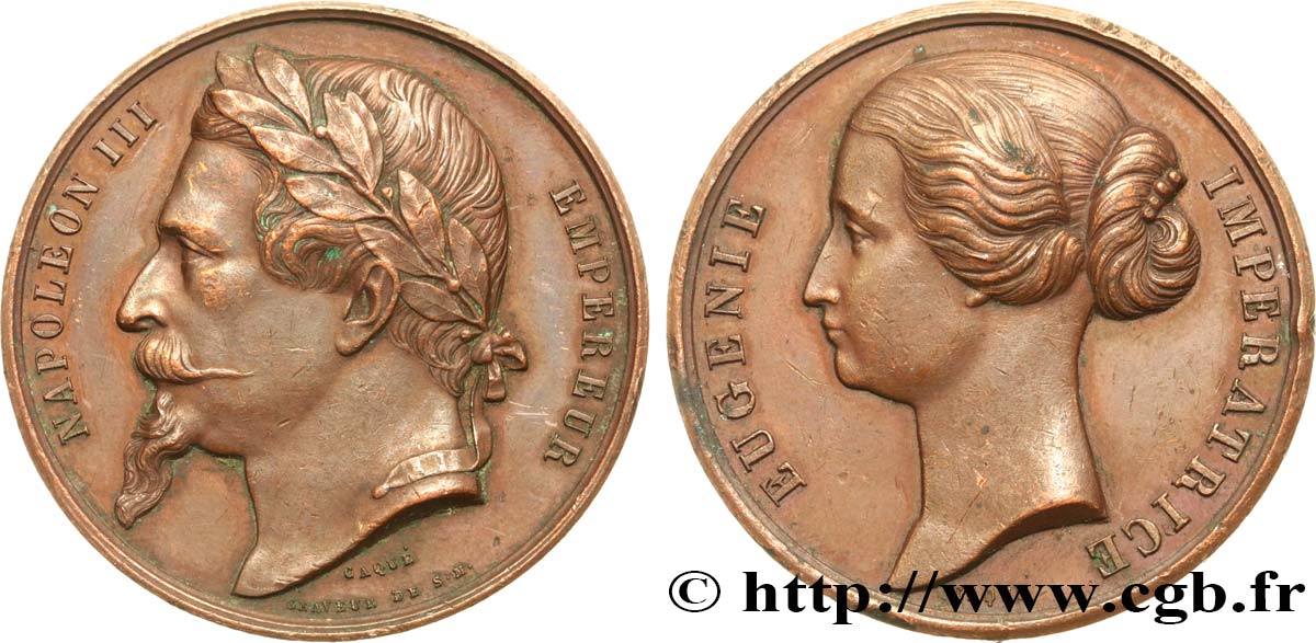 SECOND EMPIRE Médaille du couple impérial TTB+