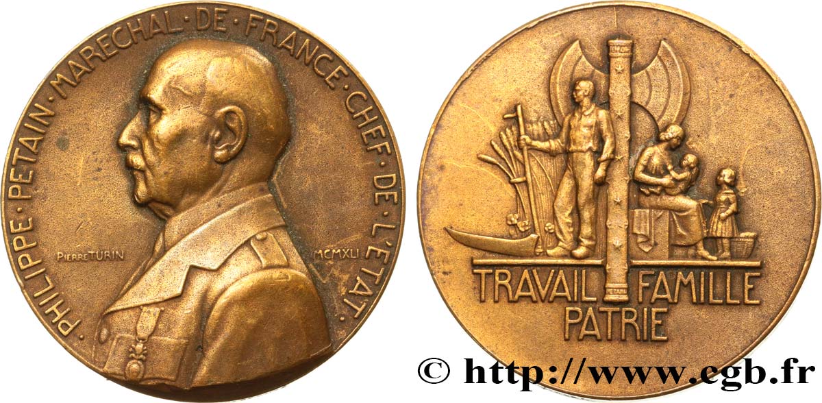 ÉTAT FRANÇAIS Médaille du Maréchal Pétain TTB+