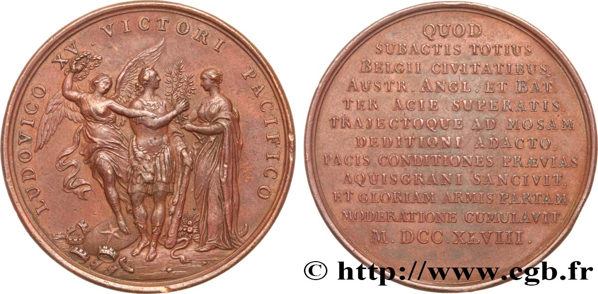 LOUIS XV THE BELOVED Médaille, Préliminaires de la Paix d’Aix-la-Chapelle AU