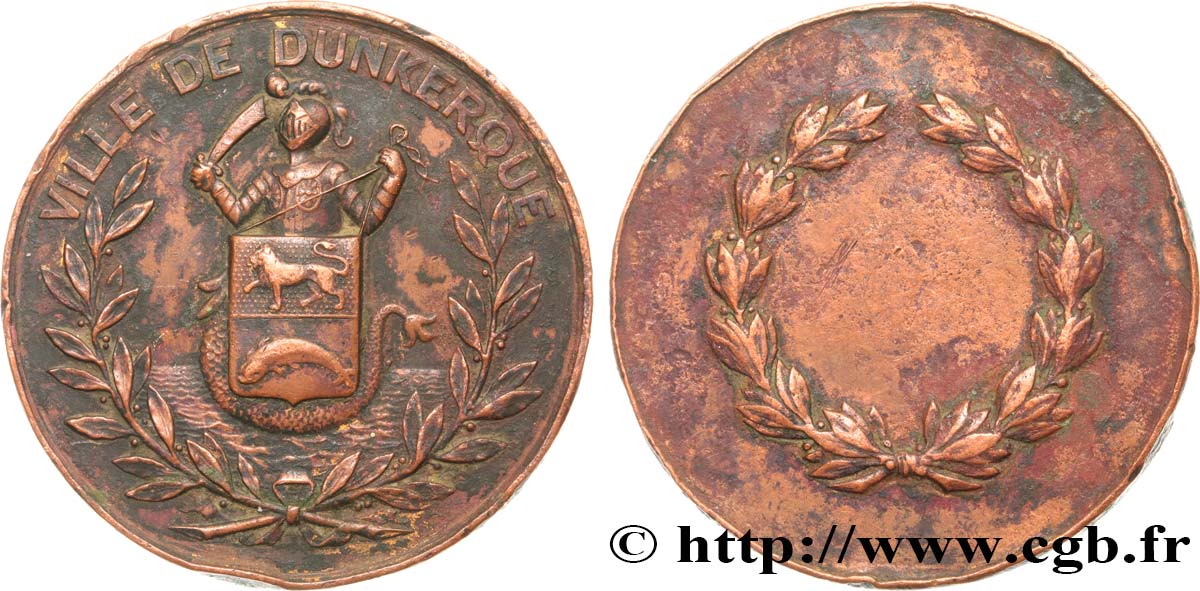 NORD DE LA FRANCE (NOBLESSE ET VILLES DU...) Médaille de récompense, ville de Dunkerque BC