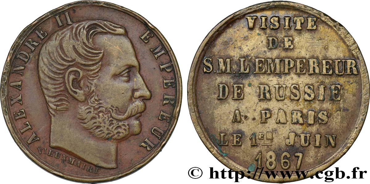 RUSSIA - ALEXANDRE II Médaille, visite à Paris XF