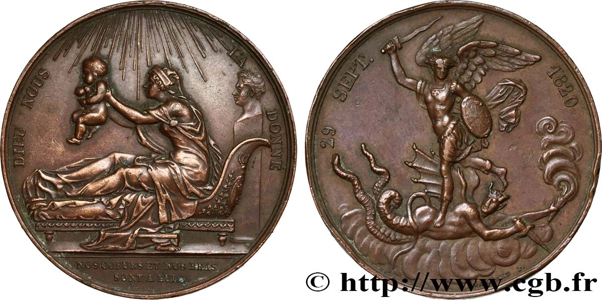 HENRI V COMTE DE CHAMBORD Médaille, Naissance du futur comte de Chambord (Henri V) SS