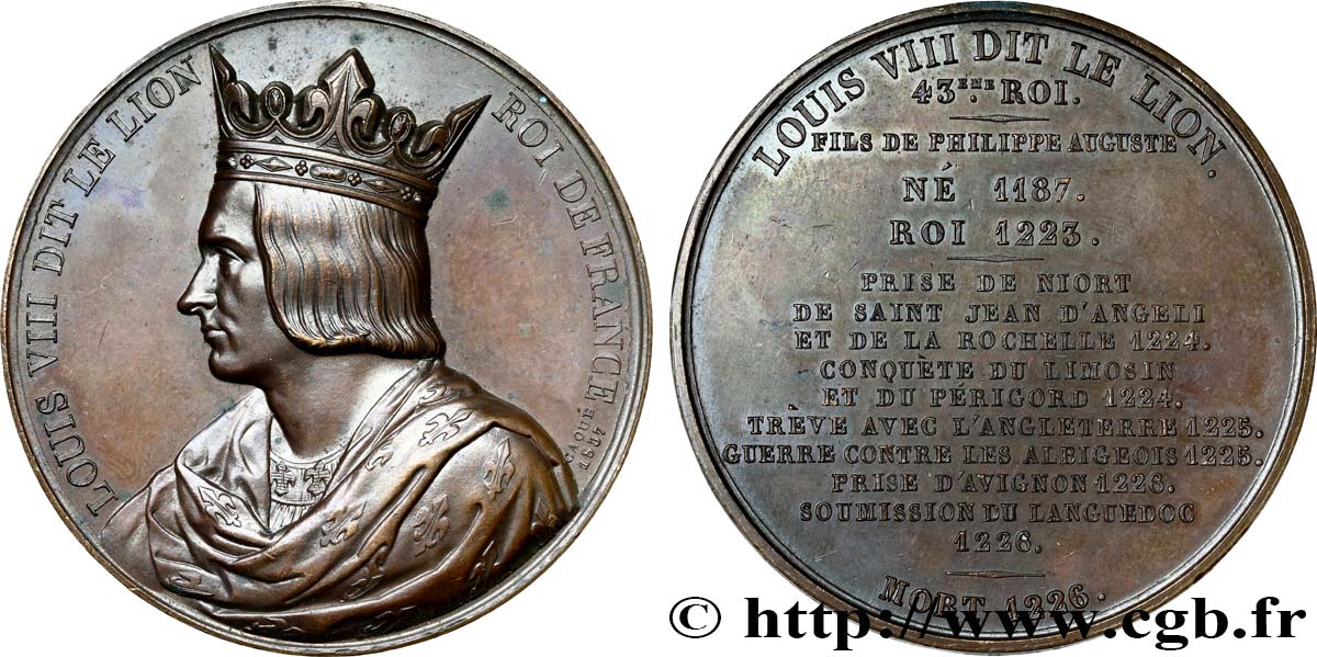 LOUIS-PHILIPPE Ier Médaille du roi Louis VIII le Lion SUP