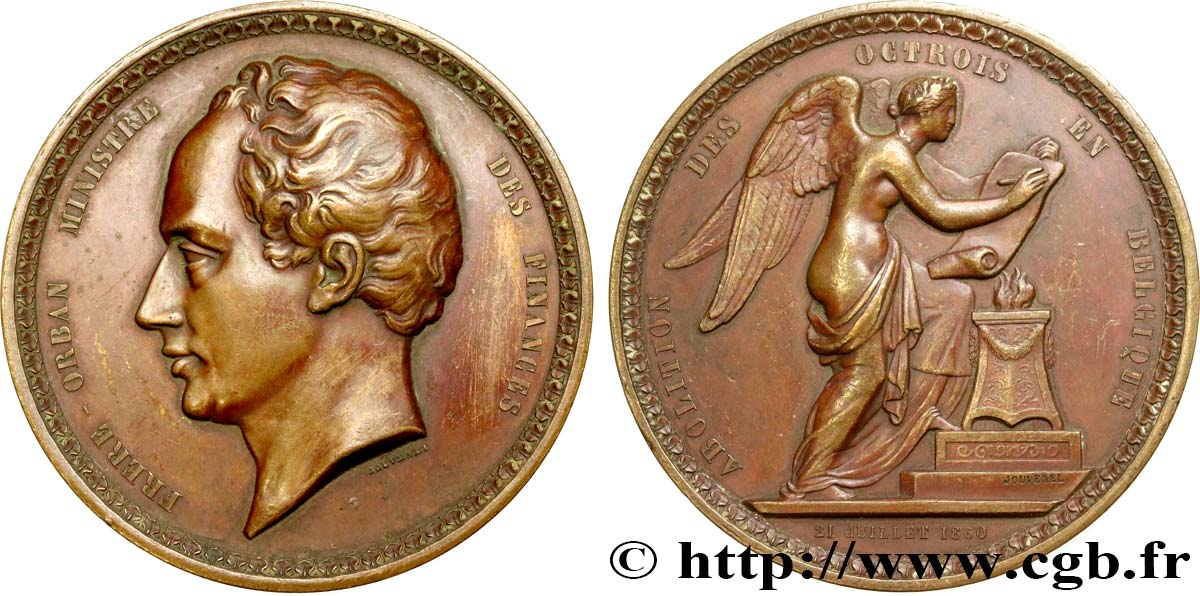 BELGIQUE - ROYAUME DE BELGIQUE - LÉOPOLD Ier Médaille, abolition des octrois TTB